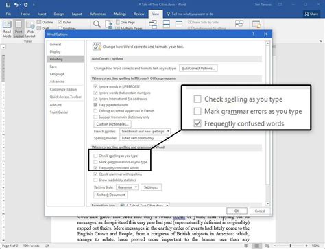 remove spell check in word.